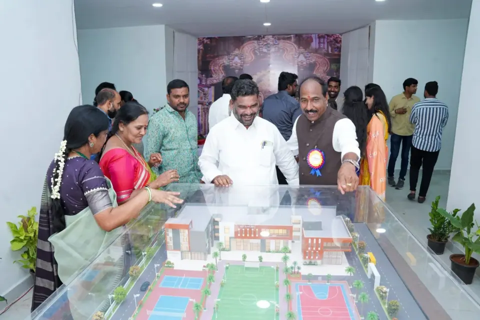 Guests viewing the campus model