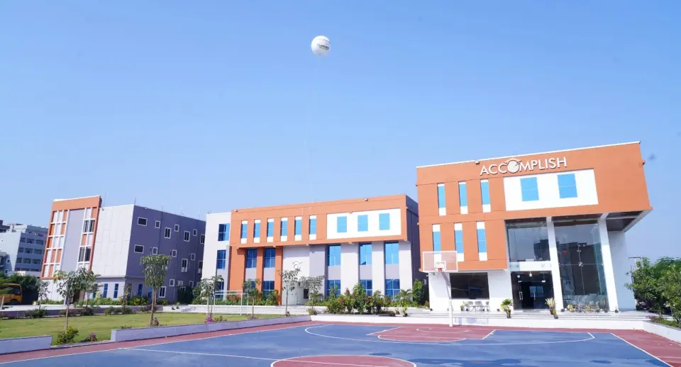 The academic block and basketball court