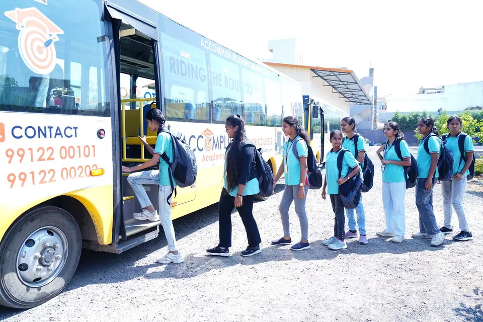 Students queueing to board the school bus